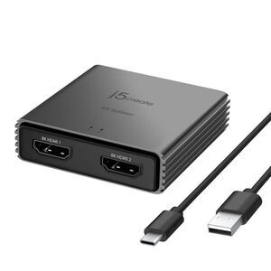 Open Box - j5create -  HDMI 2.1 8K Splitter 1 In and 2 Out - Bla Black